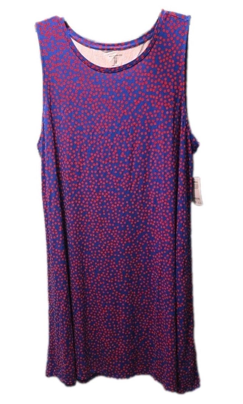 Amazon Essentials Blue Red Polka Dot Sleeveless Tank Top Shirt EcoVero XL New